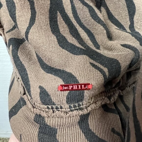 n:Philanthropy Hoodie M Womens Sicily Animal Print Brown Black Pocket Sweatshirt - Picture 8 of 10